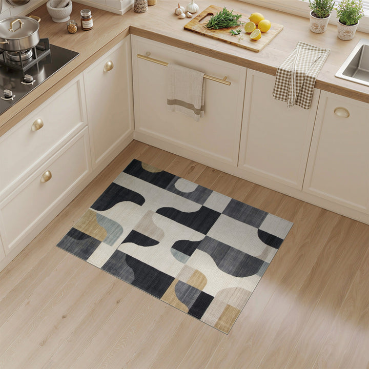 Bold Geometric Black White Area Rug