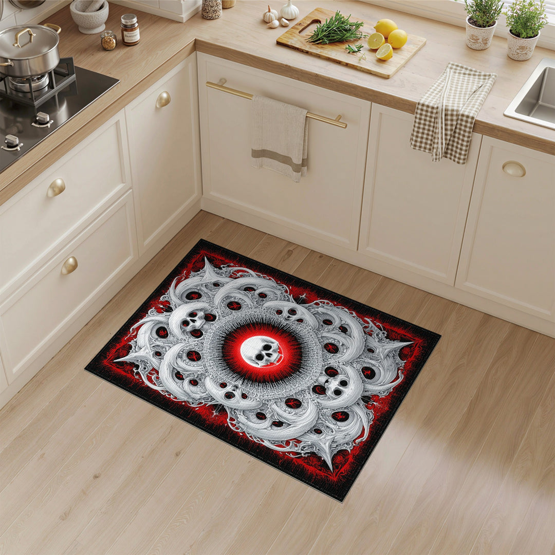 ODIKA Skull Mandala Black White Area Rug