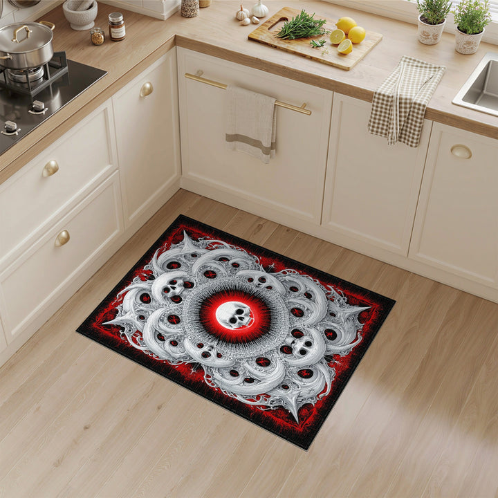 ODIKA Skull Mandala Black White Area Rug