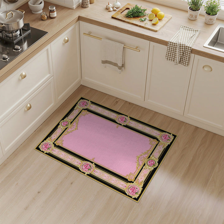 Pink Rose Floral Vintage Area Rug