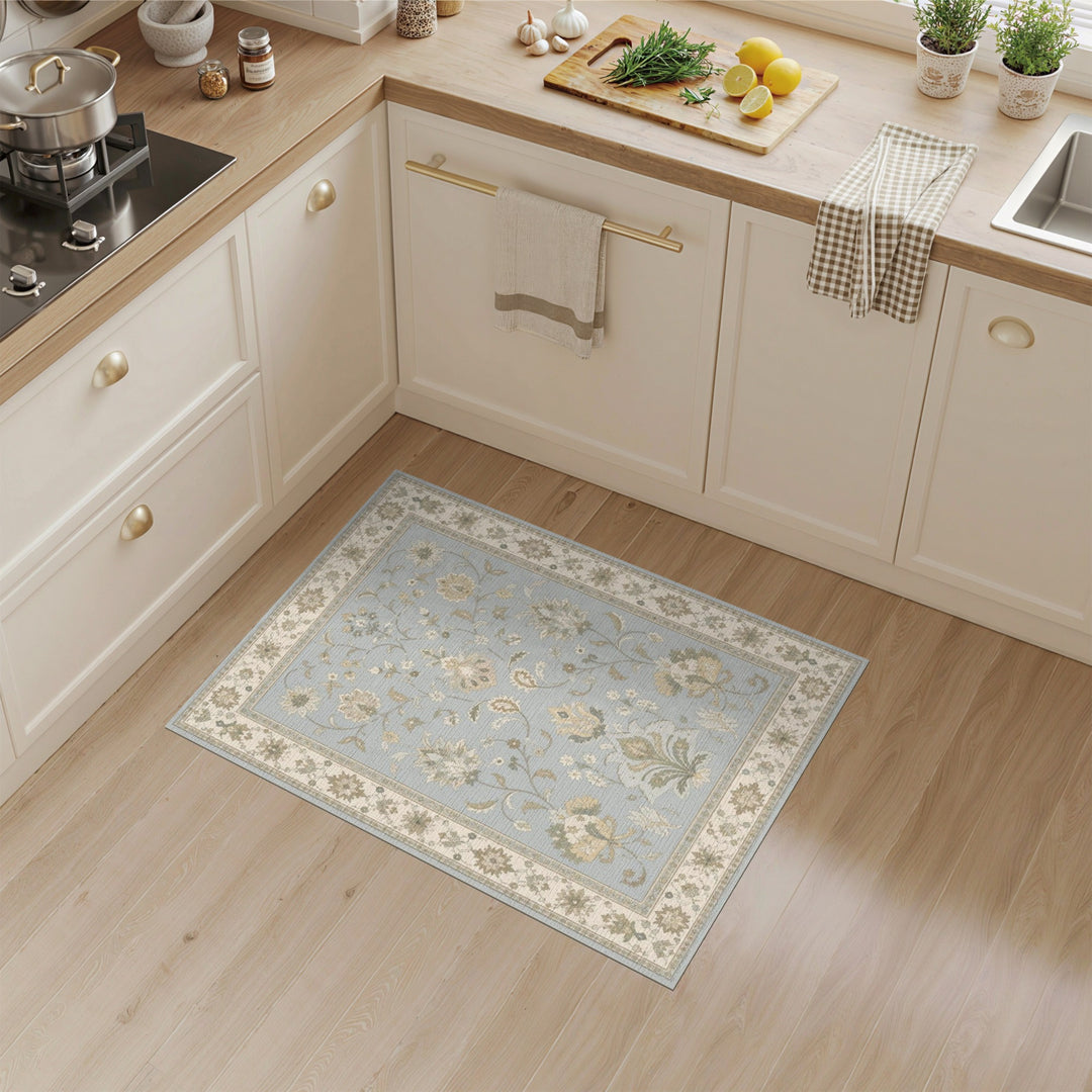 Blue Floral Vintage Area Rug