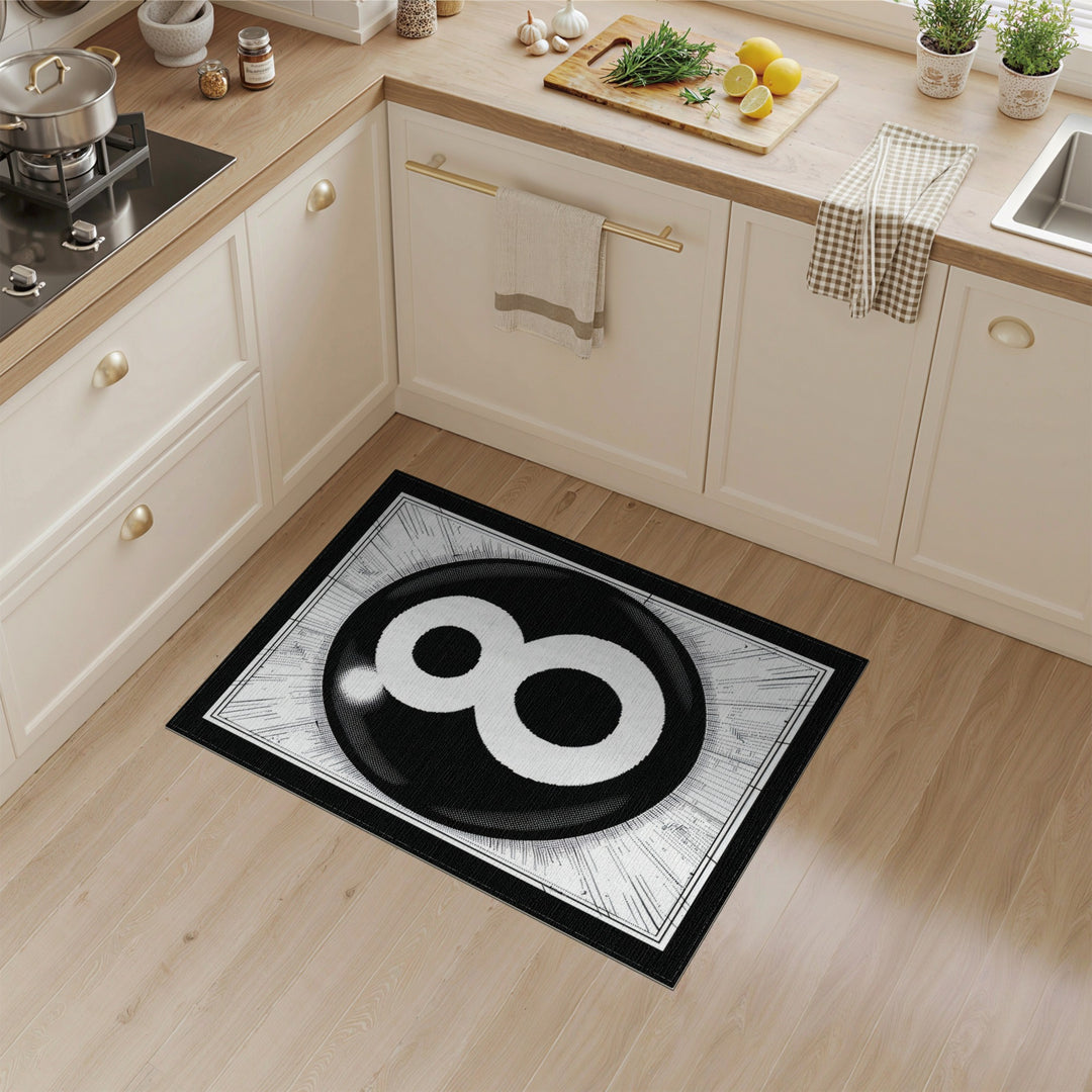 Black White 8 Ball Area Rug