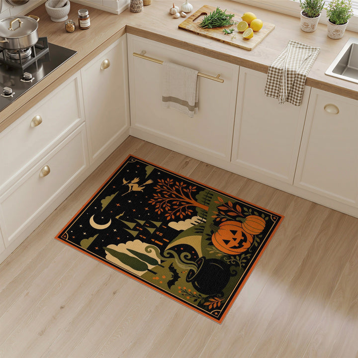 Halloween Witch Pumpkin Cauldron Area Rug