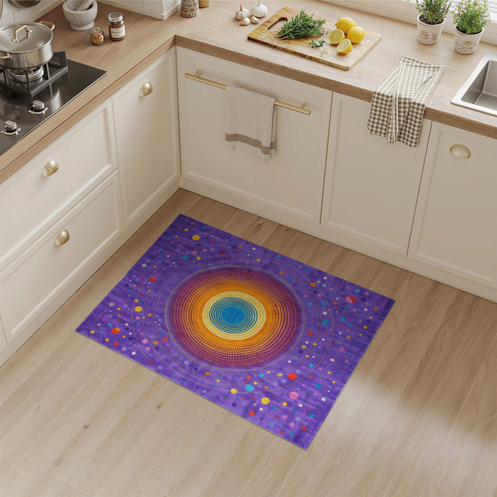 Vibrant Purple Geometric Circle Area Rug
