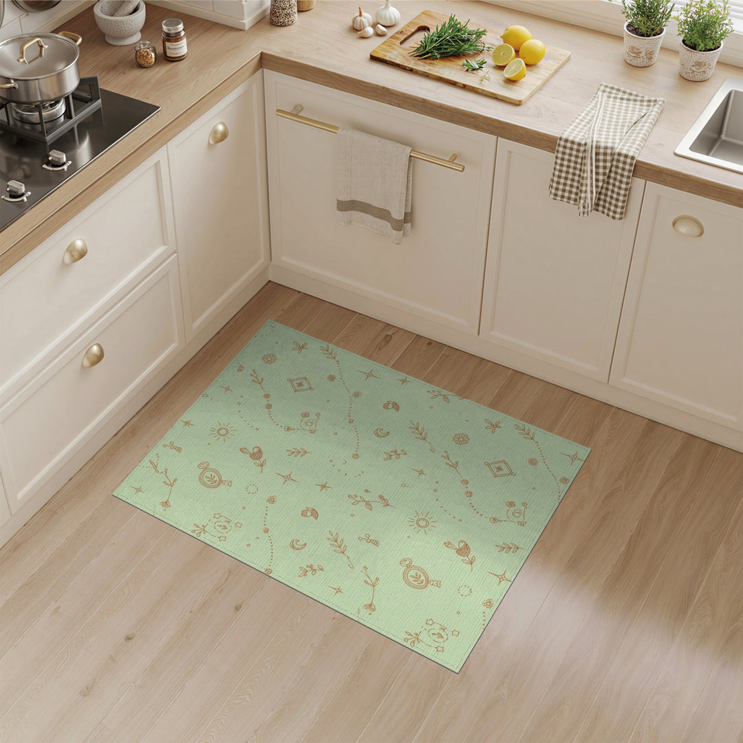 Green Celestial Boho Area Rug