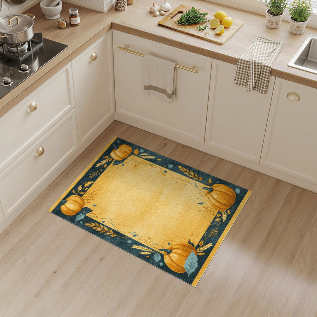 Pumpkin Harvest Yellow Area Rug