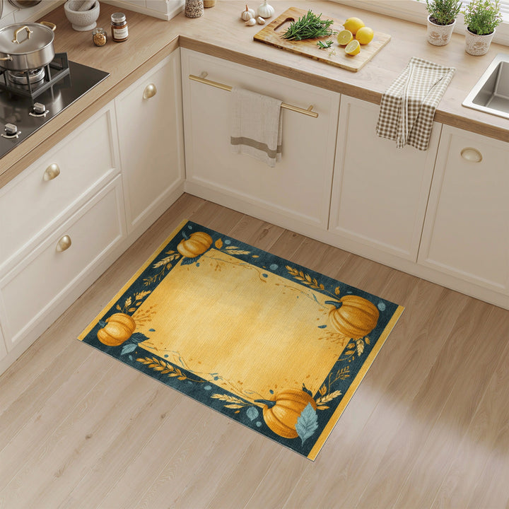 Pumpkin Harvest Yellow Area Rug