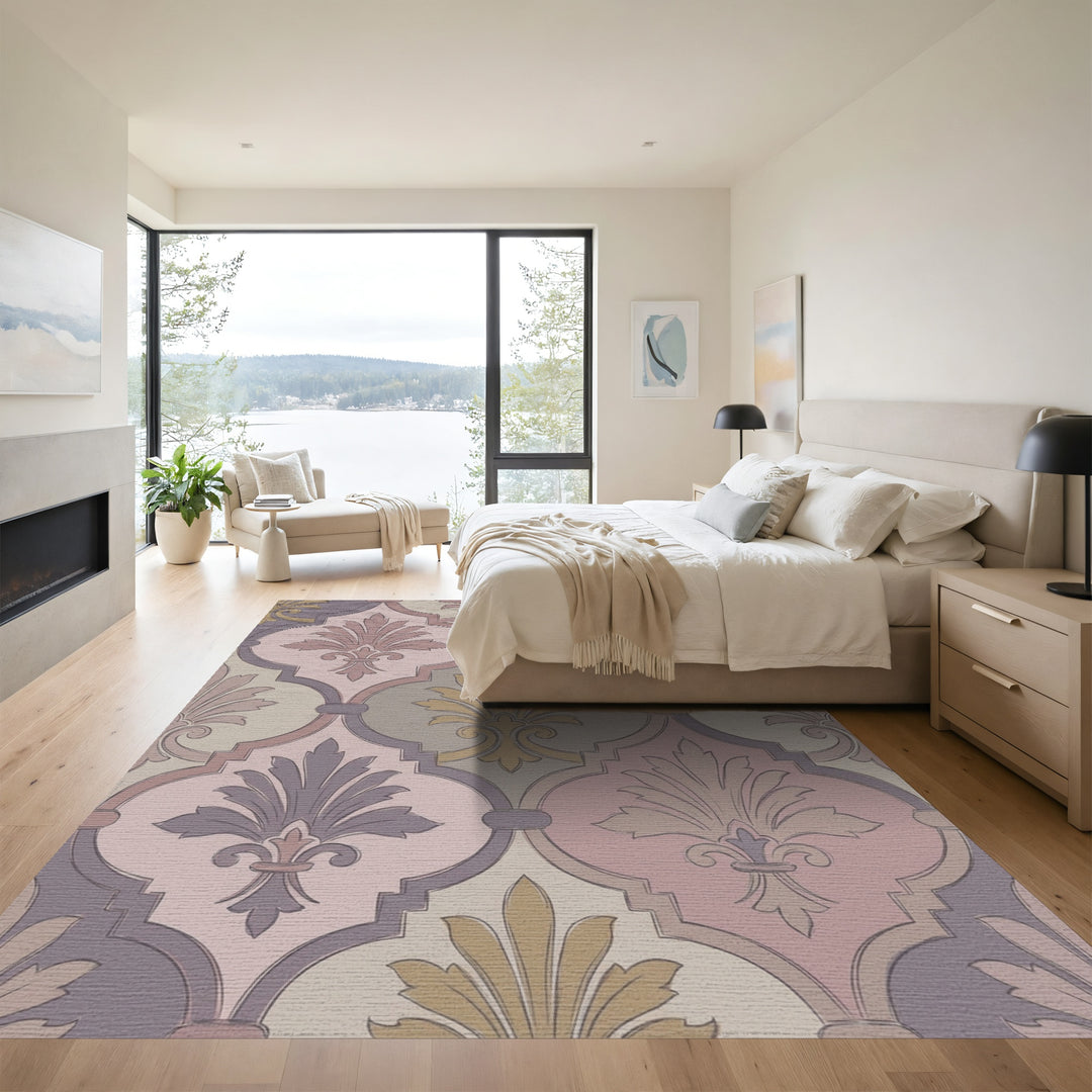 Pastel Fleur de Lis Arabesque Rug