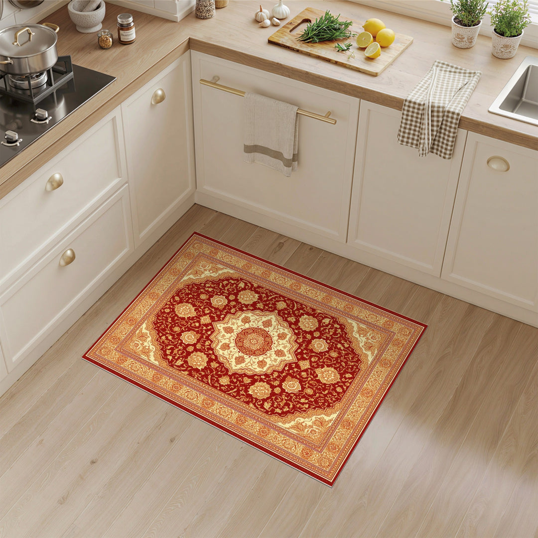 Red Rich Red Persian Floral Medallion Area Rug