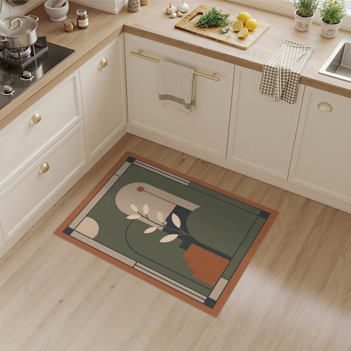 Green Geometric Arch Area Rug