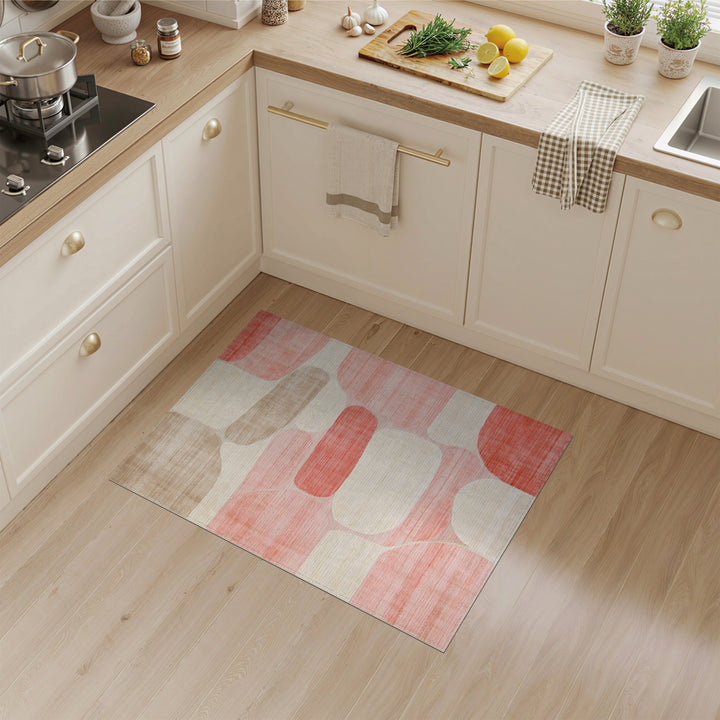 Blush Pink Abstract Pink Area Rug