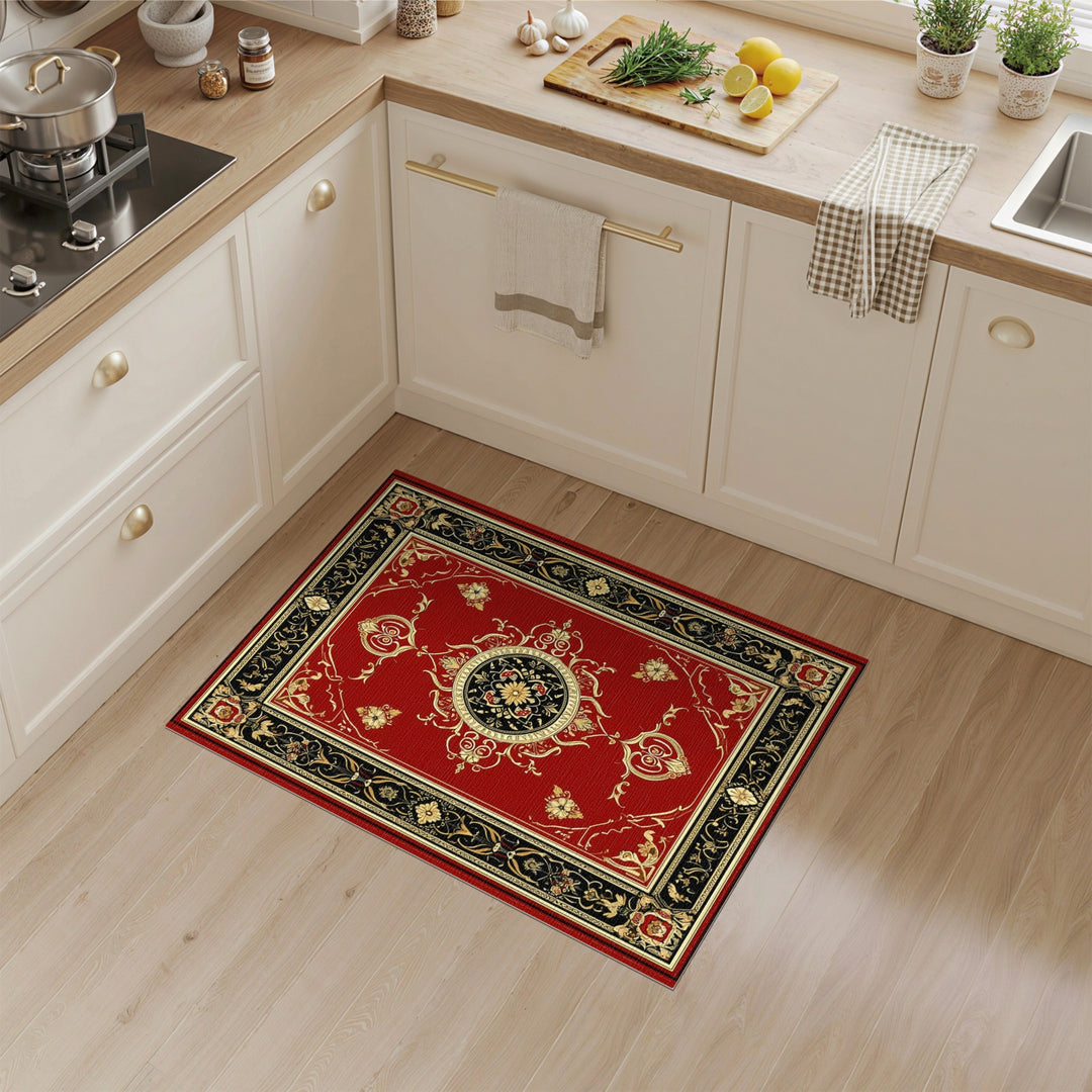 Red Traditional Persian Medallion Area Rug