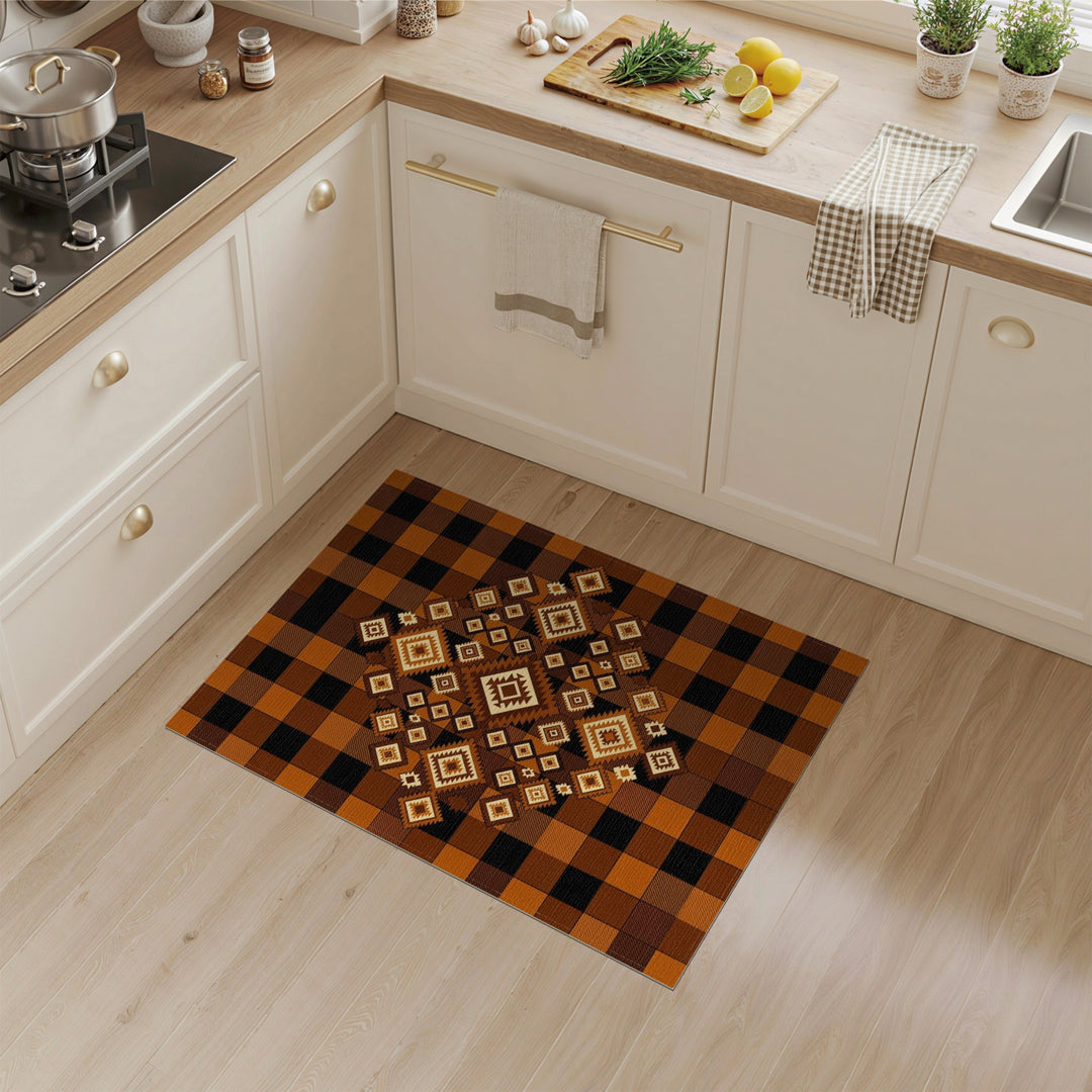 Southwestern Brown Geometric Southwestern Area Rug