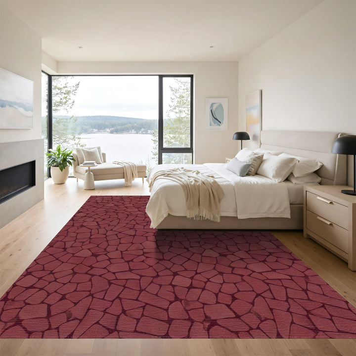 Deep Red Stone Mosaic Rug