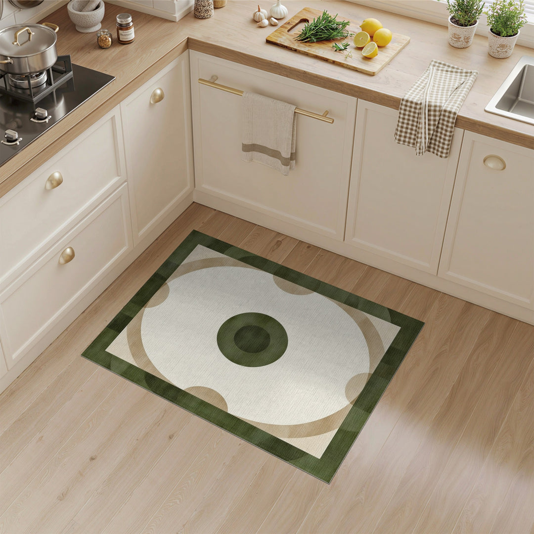 Geometric Modern Green Geometric Concentric Circle Area Rug