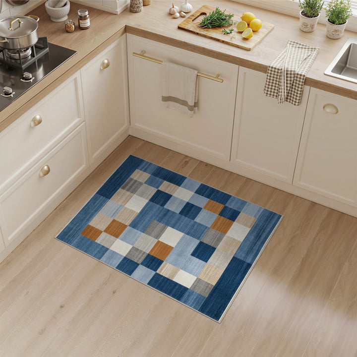 Geometric Modern Block Blue Geometric Block Area Rug