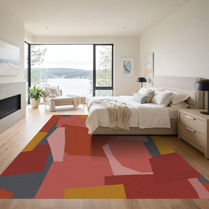 Terracotta Ochre Dusty Rose Collage Rug