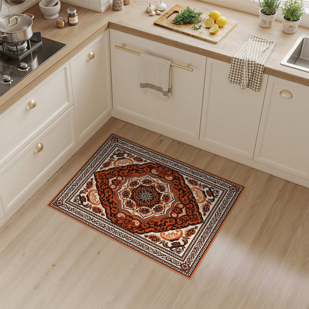 Medallion Orange Persian Floral Medallion Area Rug