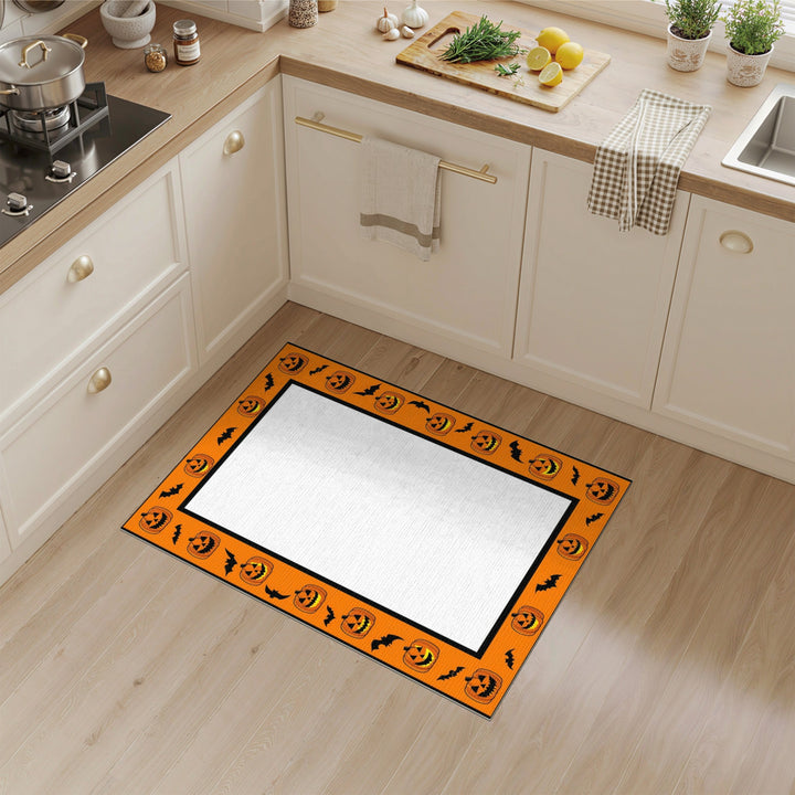 Halloween Pumpkin and Bat Orange Area Rug