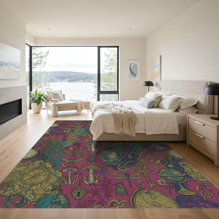 Whimsical Berry Vintage Curiosity Collage Rug