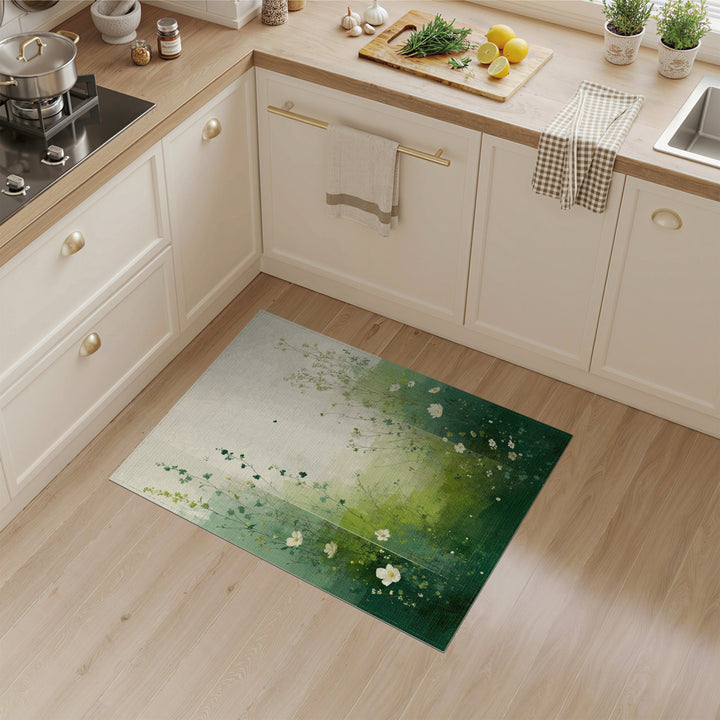 Green Meadow Floral Vintage Area Rug