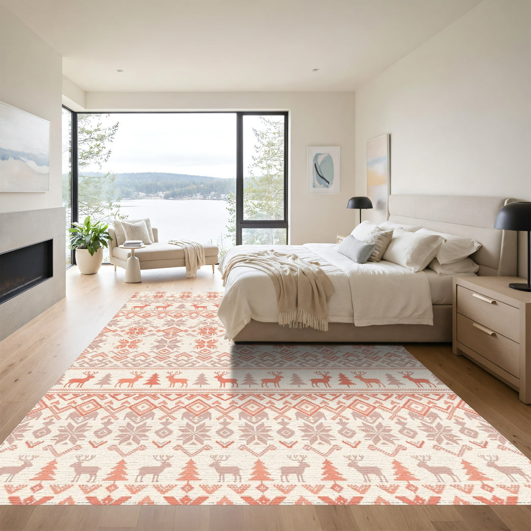 Nordic Reindeer Snowflake Fair Isle Rug