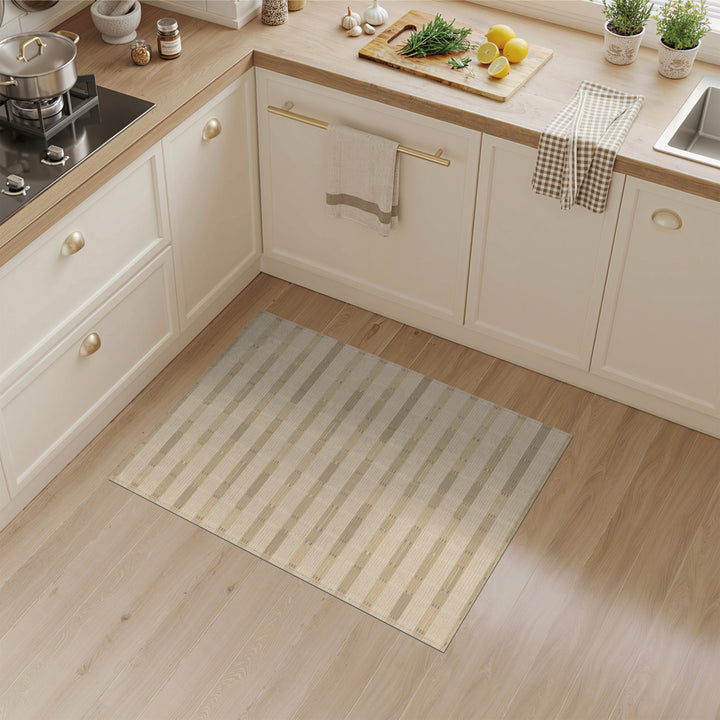 Beige and Neutral Beige Striped Neutral Area Rug