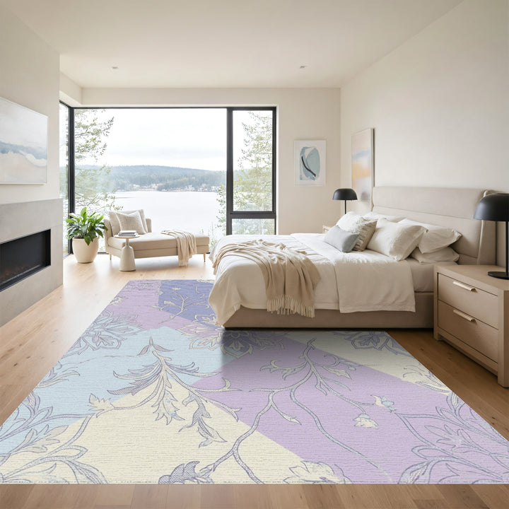 Patchwork Lavender Floral Vine Rug