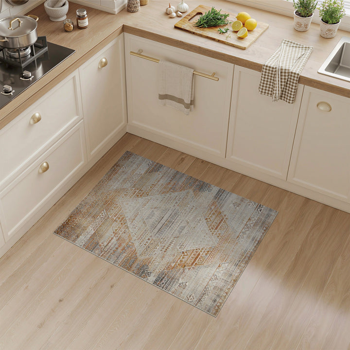 Beige Tribal Diamond Area Rug