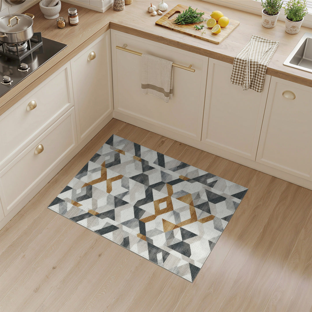 Grey Geometric Modern Area Rug