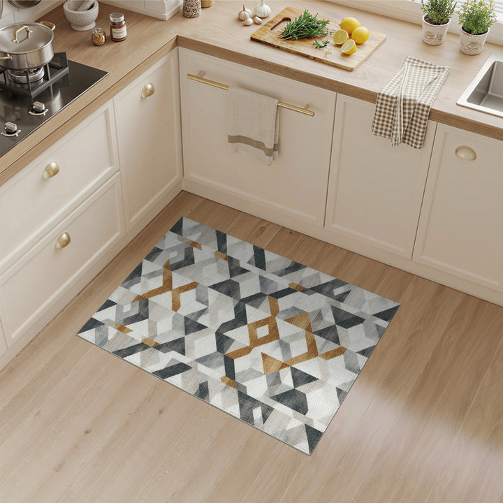 Grey Geometric Modern Area Rug