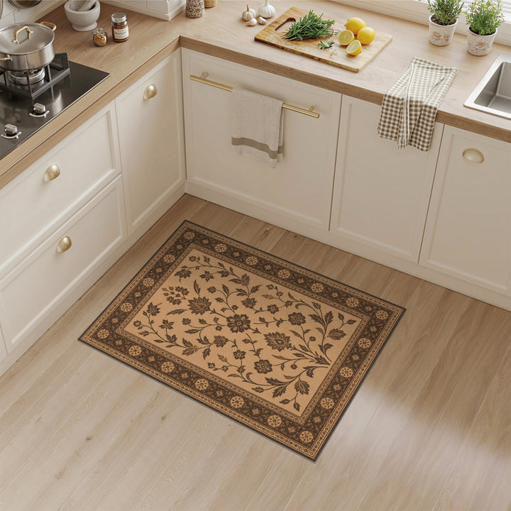 Brown Floral Vintage Area Rug