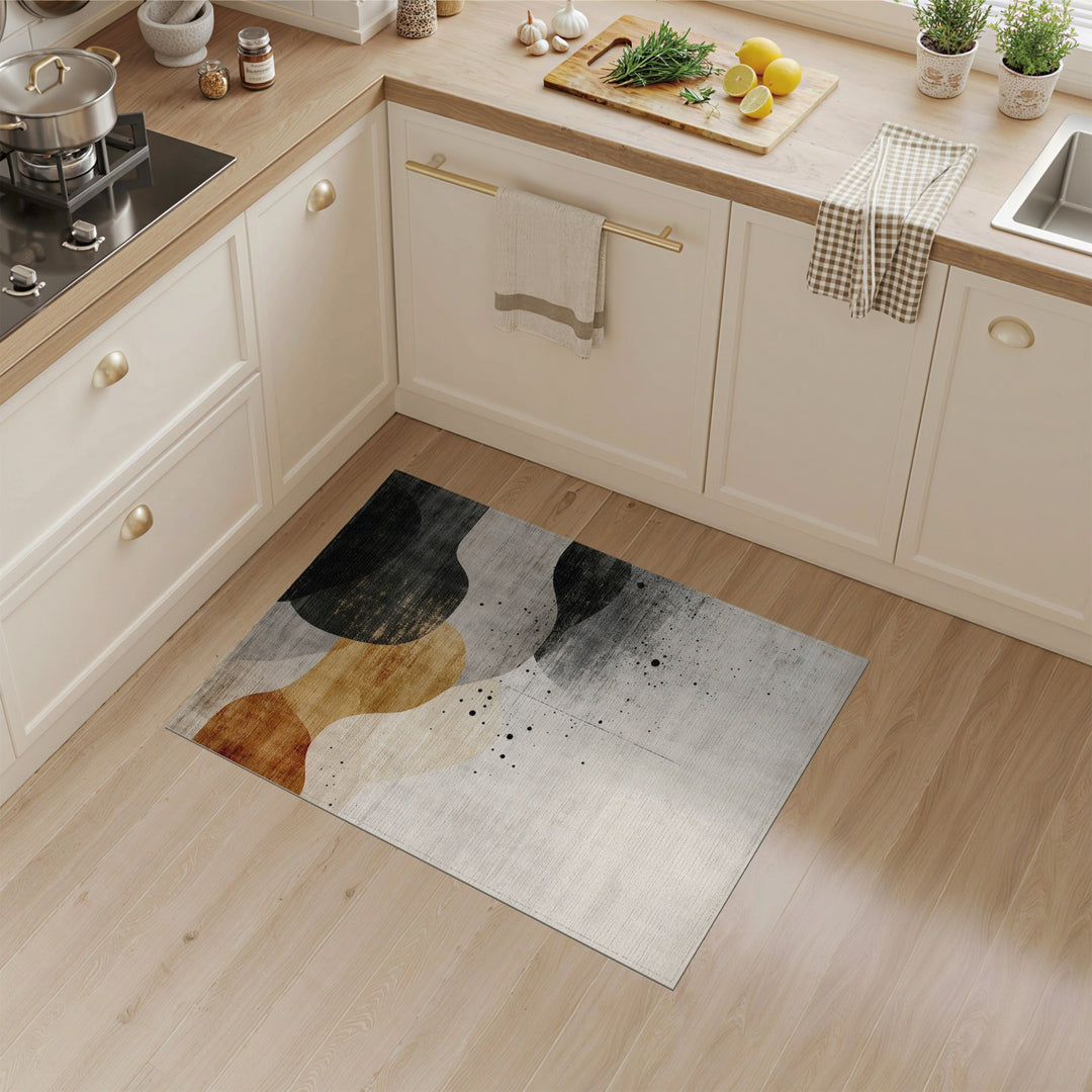Abstract Brown Tan Area Rug