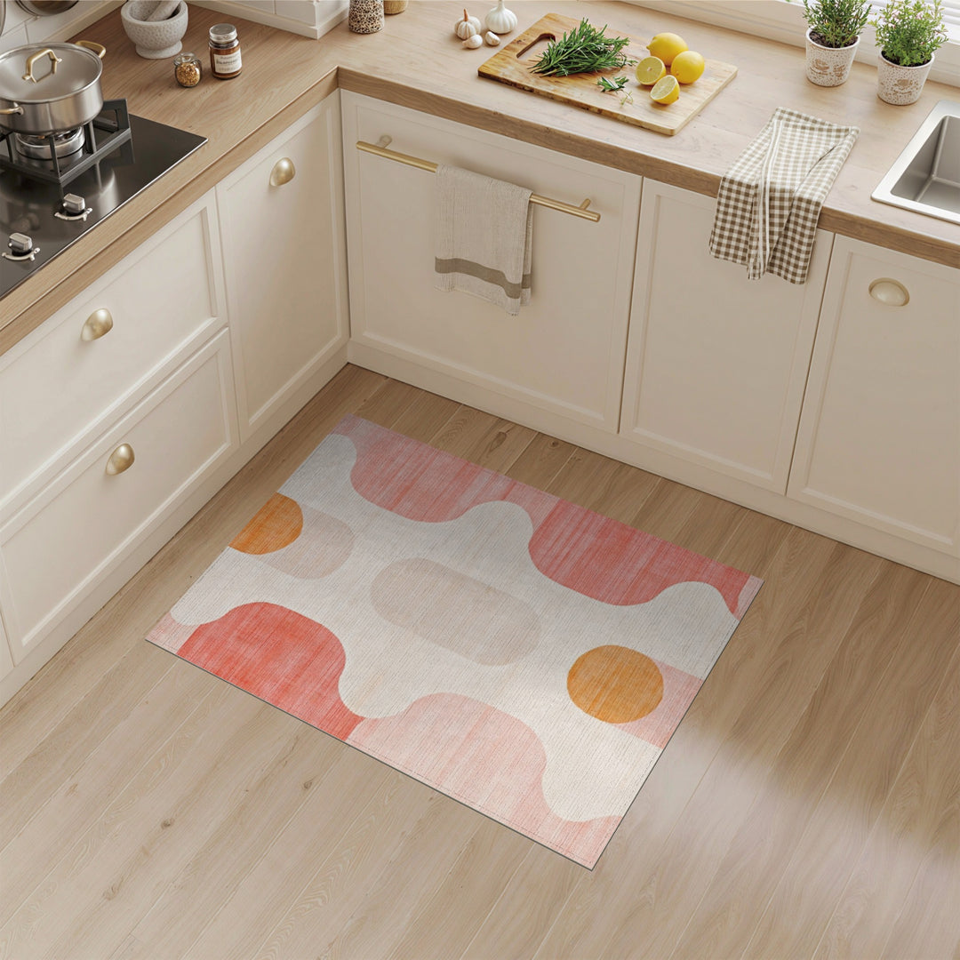 Pink Geometric Wave Geometric Modern Area Rug