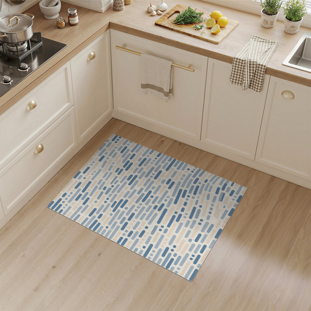 Blue Geometric Bar Area Rug