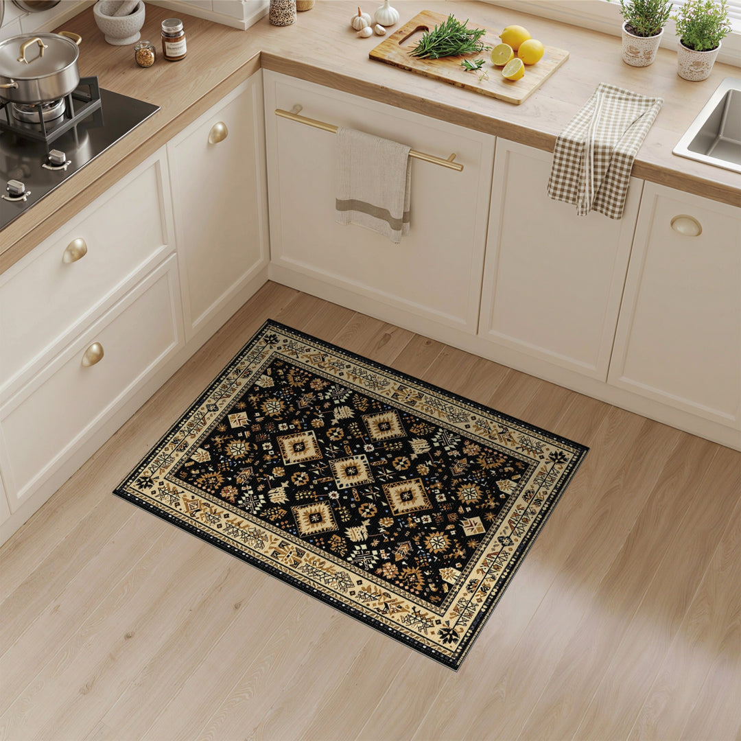 Heritage Tribal Black and Tan Geometric Area Rug