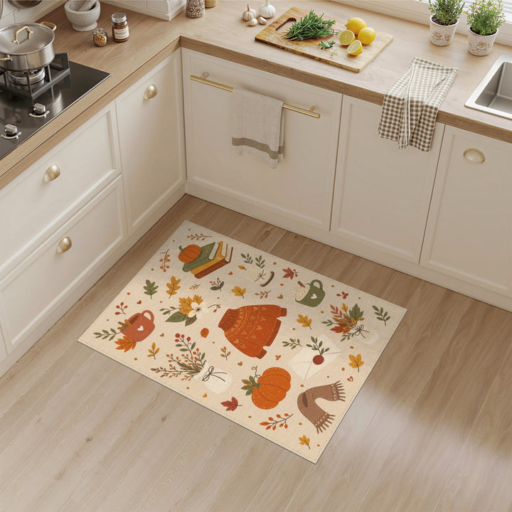 Cozy Autumn Sweater Beige Area Rug