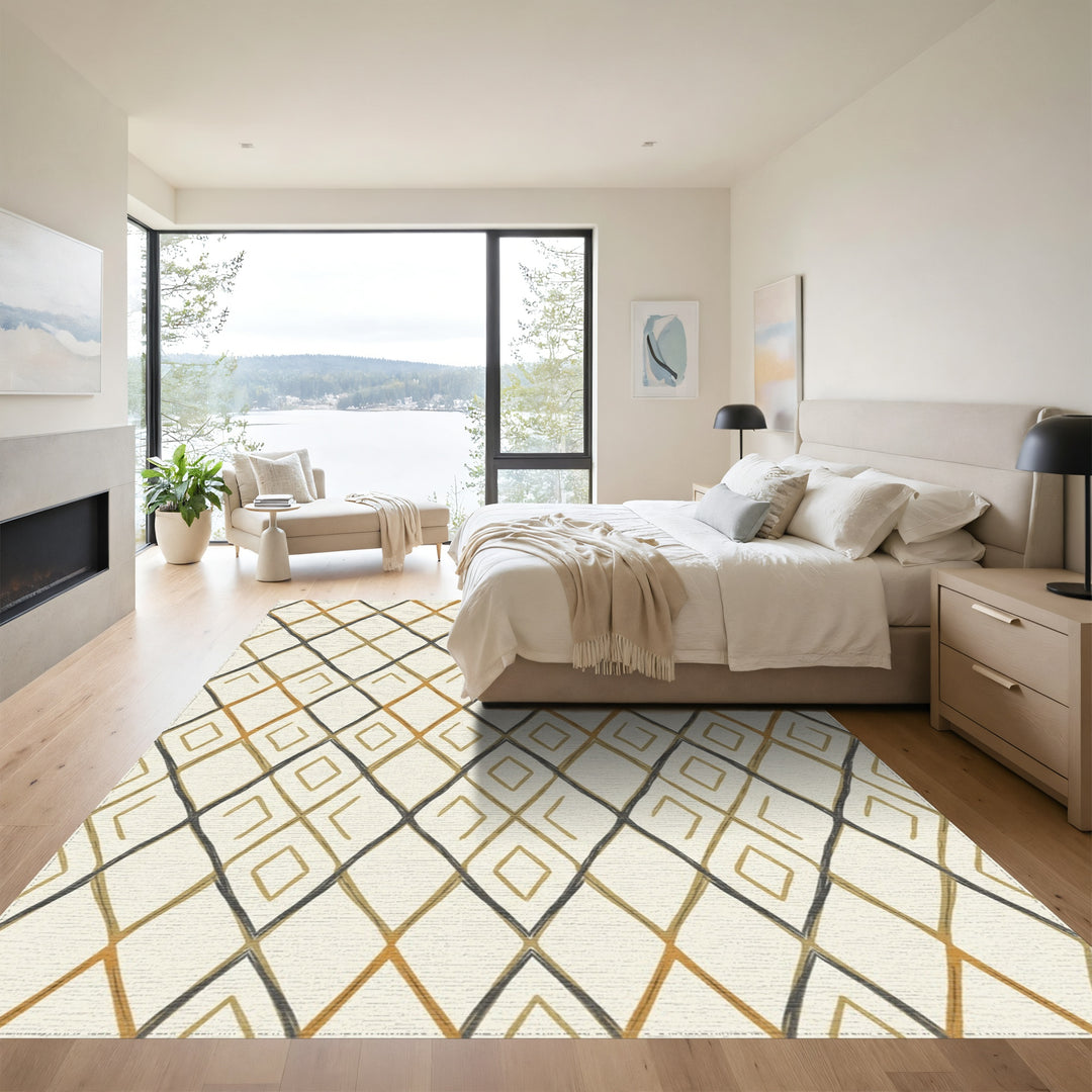 Earthy Diamond Lattice Rug