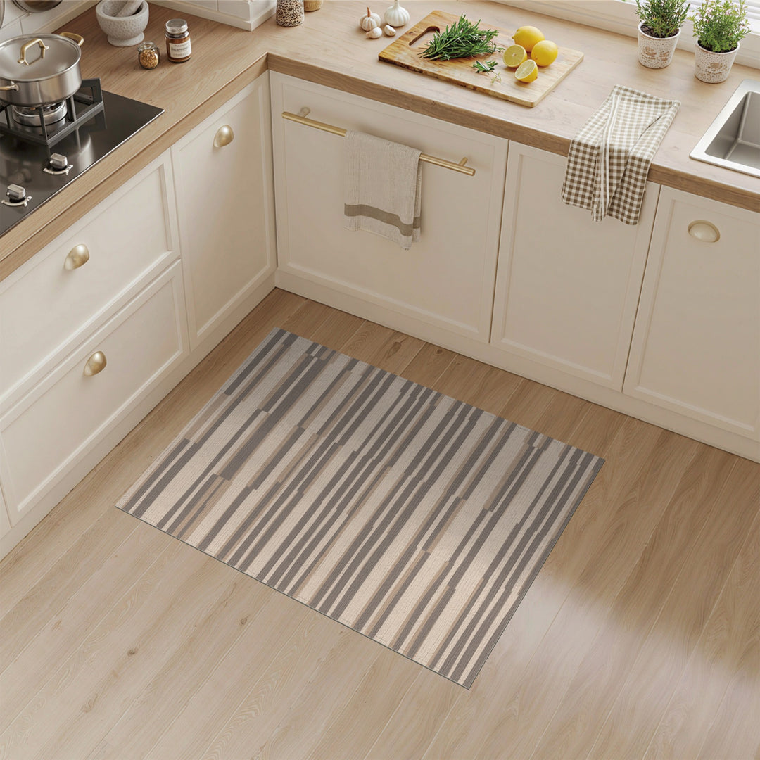 Brown Tan Striped Washable Area Rug