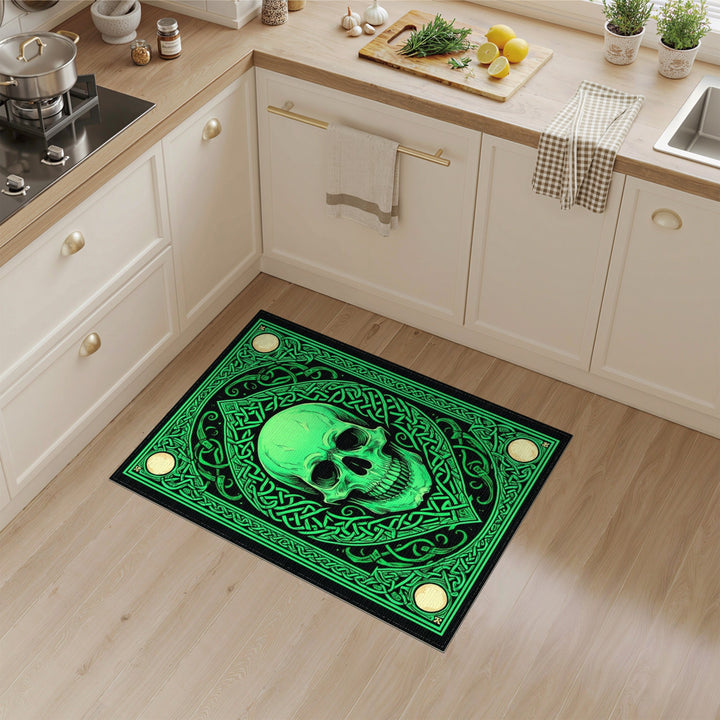 Green Skull Heritage Area Rug