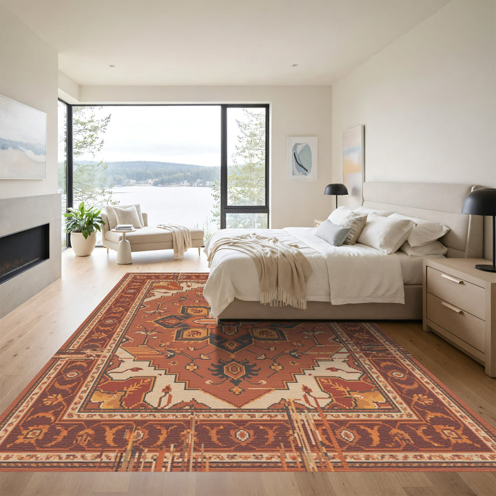 Rustic Tones Medallion Pixel Art Rug