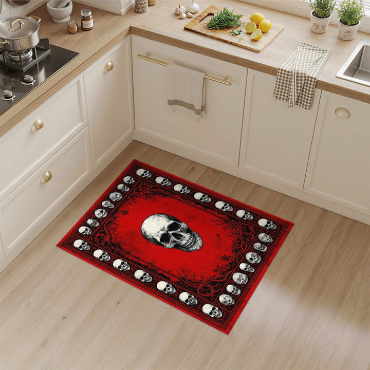 Gothic Red Skull Area Rug