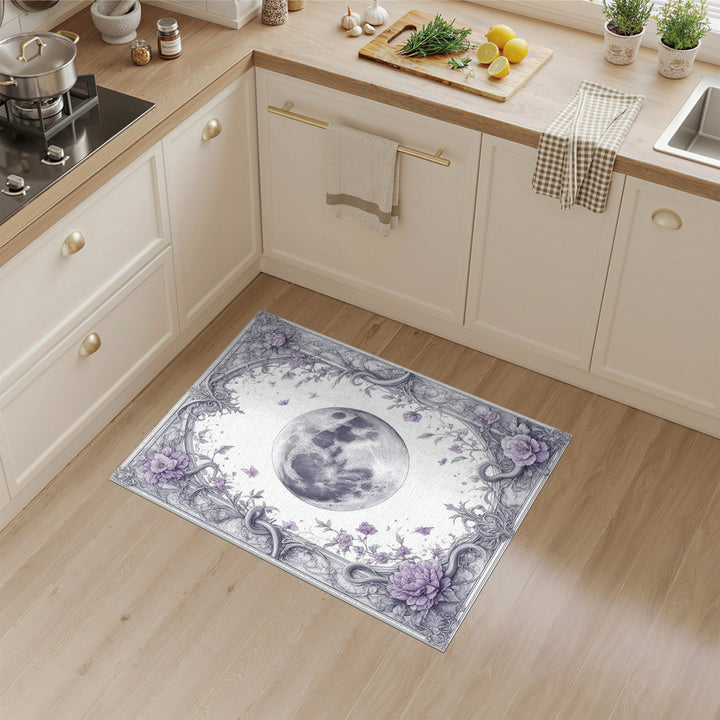 Purple Floral Moon Vintage Area Rug