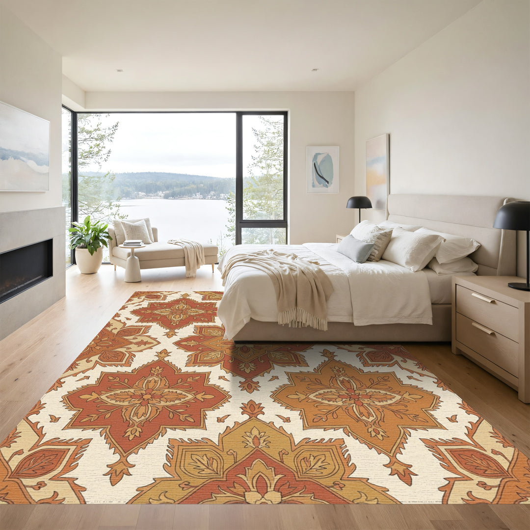 Earthy Tone Ornate Medallion Rug