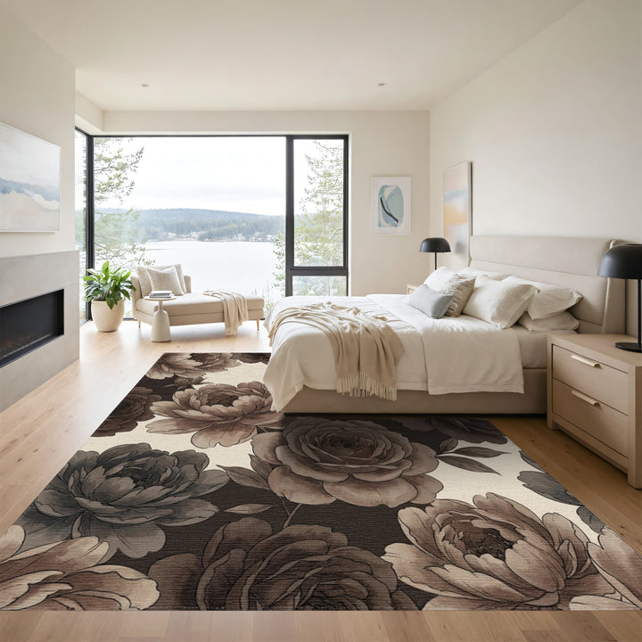 Vintage Sepia Floral Blossom Collage Rug