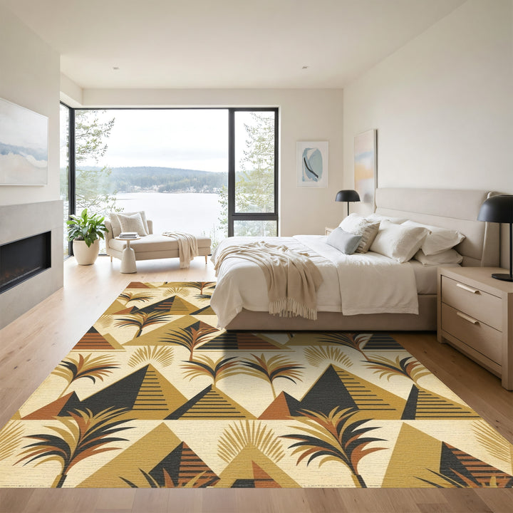 Golden Pyramid Palm Tree Landscape Rug