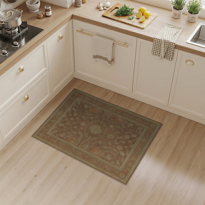 Brown and Tan Vintage Brown Floral Area Rug