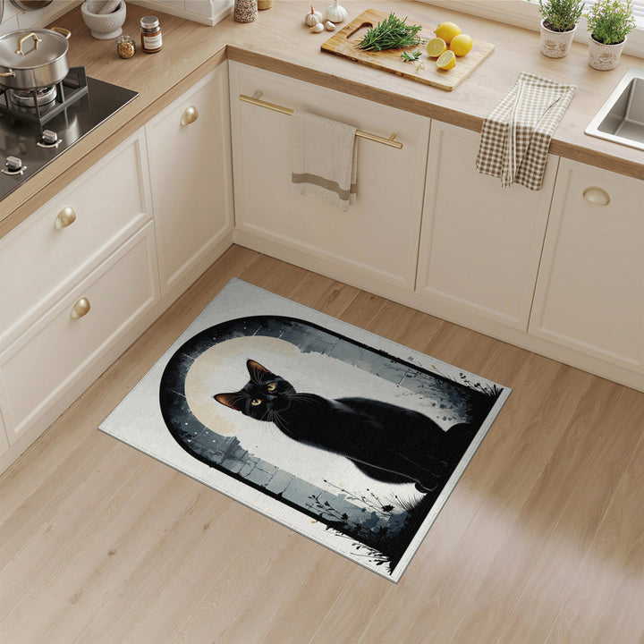 Black Cat Moonlit Arch Area Rug