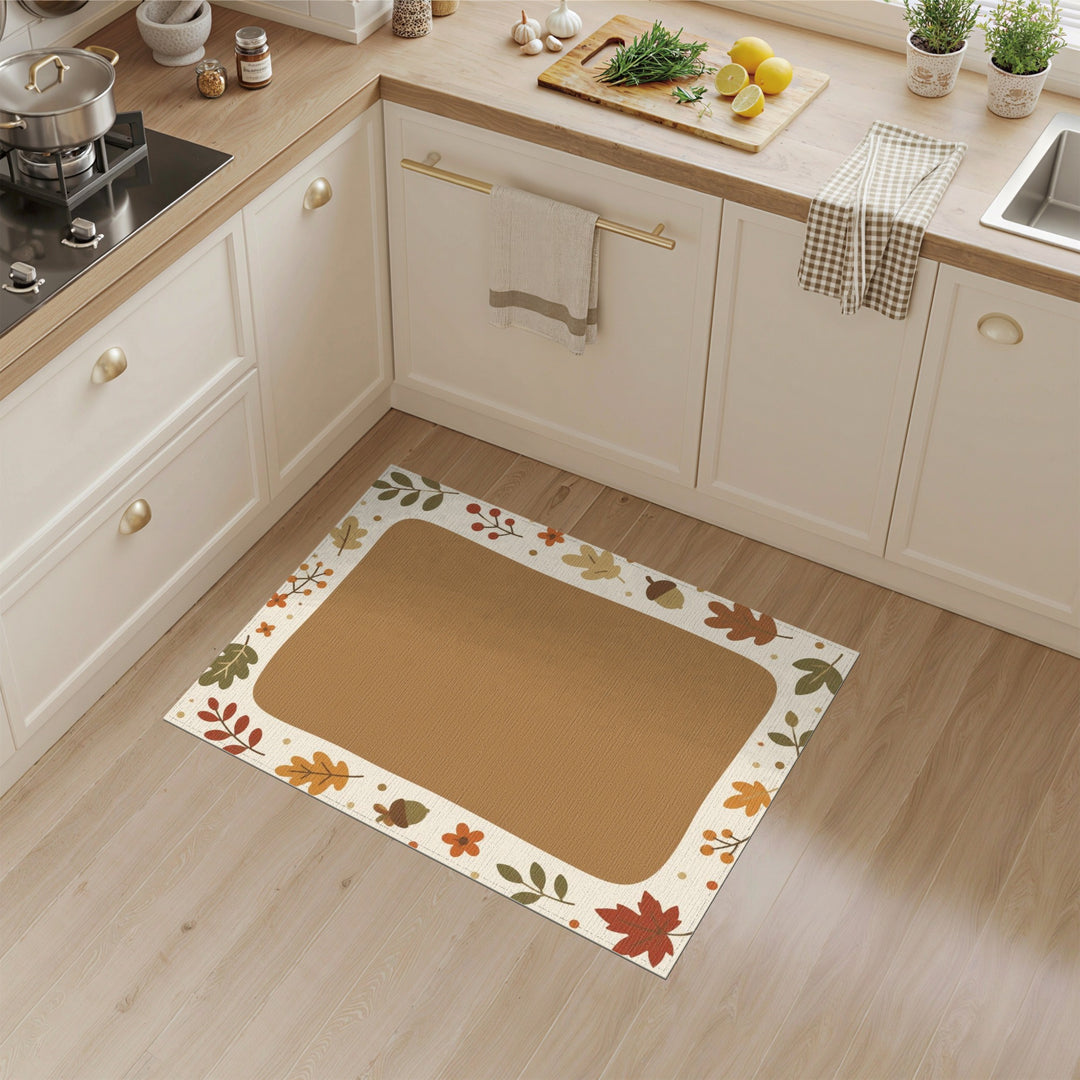 Autumn Leaf Border Brown Area Rug