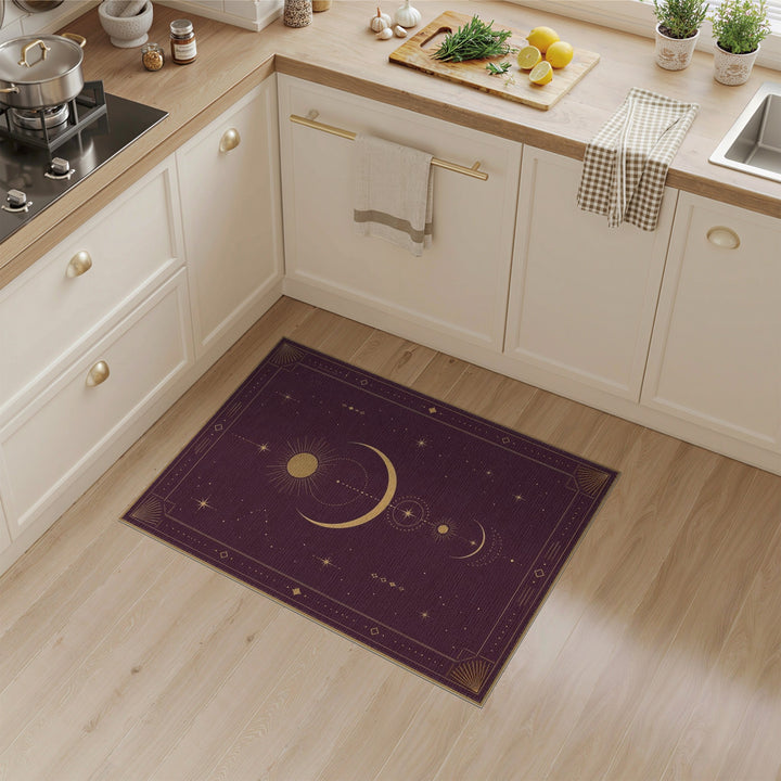 Celestial Moon Phase Purple Area Rug